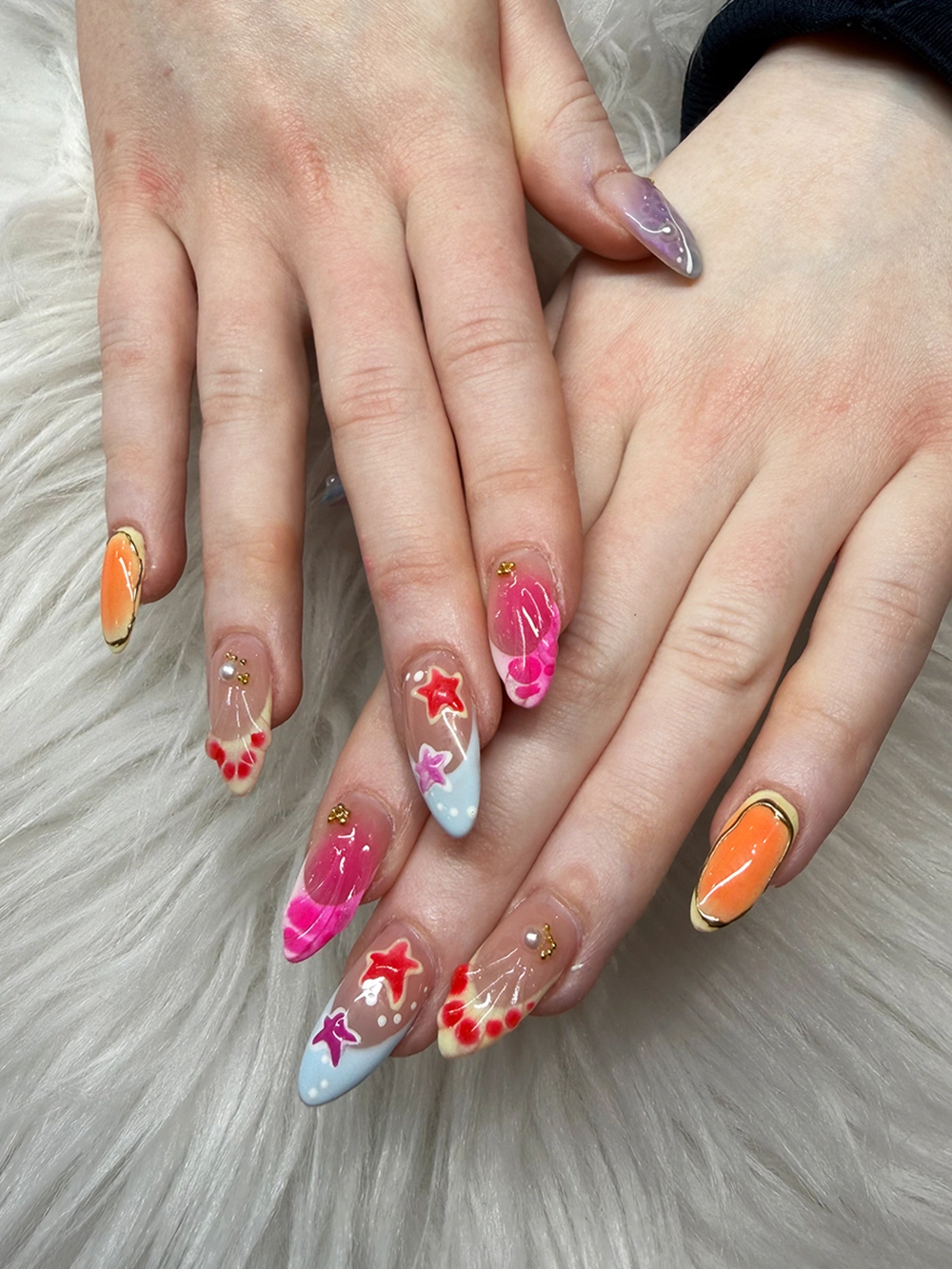 Aqua chrome nail art